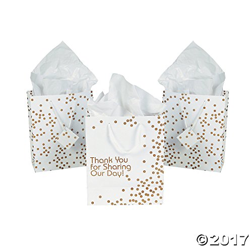 Medium Gold Wedding Dot Gift Bags 1 Dozen