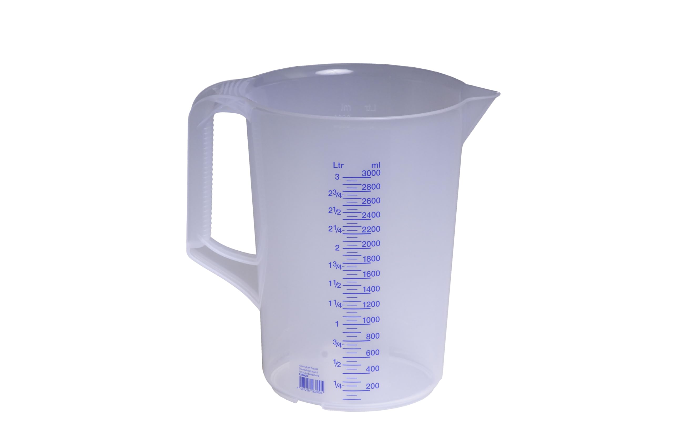 Hunersdorff 938000 Graduated Can with Closed Handle, White/Blue, 3000 ml