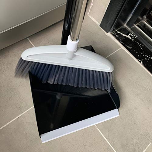 Metal Broom and Dustpan Set Heavy Duty Stainless Steel Dustpan Combo