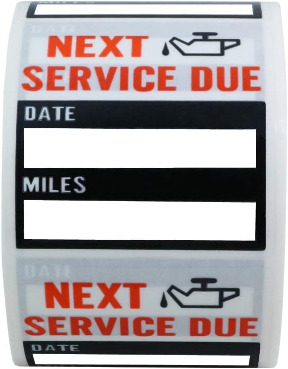 Hybsk Clear Oil Change/Service Reminder Stickers 2"x2" Premium Quality Oil Change Stickers 200 Labels on a Roll (Black) : Office Products