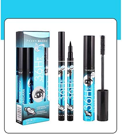 Liquid Eyeliner+Mascara Set,New Waterproof 2In1 Eyeliner Mascara Set,Eye Liner Pencil Pen Make Up Beauty Cosmetics Mascara (Blue)