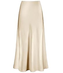 Outoshe Women's Satin High Waisted Maxi Skirts