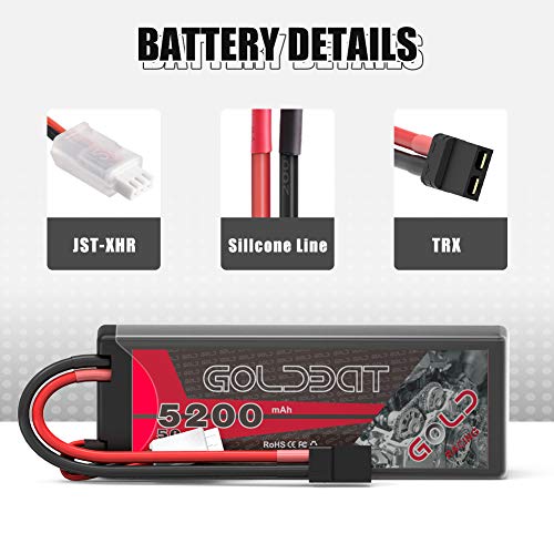 GOLDBAT Lipo 2s 5200mAh RC Batterie 7.4V 50C 2S LiPo Batterie Hardcase Lipo Pack Compatible Avec TRX Plug Pour RC Evader… – Bild 5