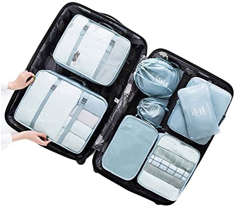 Travel Luggage Organizer 8 Set Lightweight Waterproof Packing Cubes Storage Bags