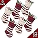 LimBridge Christmas Mini Stockings, 12 Pack 9 inches Knit Knitted Stripe Rustic Holiday Decorations, goodie Bags for Family Friends, Cream Burgundy