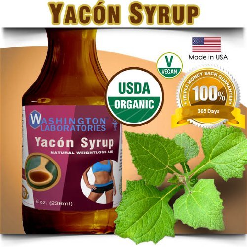 WL 100% Pure Yacon Syrup, 100% Raw â˜…Certified USDA Organic and Veganâ˜…. Natural Probiotic, Sweetener, and Appetite Suppressant to Aid with Weight Loss, Elevated Metabolism, and Digestive Detox Cleansing. 100% Raw Syrup from Yacon Root. 8 oz. (236ml) bottle.