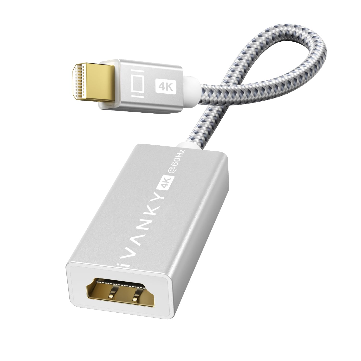 Photo 1 of IVANKY 4K Mini DisplayPort to HDMI Adapter, 4K@60Hz, Thunderbolt 1&2 to HDMI Adaptor, Super Slim, Mini DP to HDMI Adapter for MacBook Air/Pro, Surface Pro/Dock/Book, Monitor, Projector-Silver