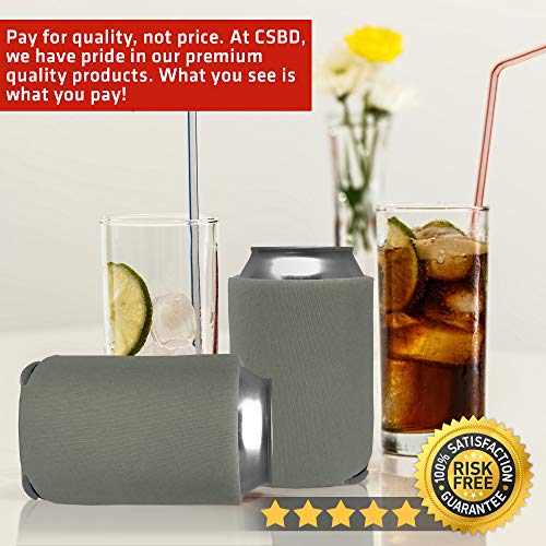 CSBD Beer Can Coolers Sleeves, Soft Insulated Reusable Drink Caddies for Water Bottles or Soda, Collapsible Blank DIY Customizable for Parties, Events or Weddings, Bulk (25, Gray) - Thumbnail 5