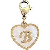 Golden Heart Titanium Steel Shell Finish Alphabet Letter Clip-On Charms A-Z Initial Pendant for Bracelet, Necklace, Keychain, DIY Jewelry Making