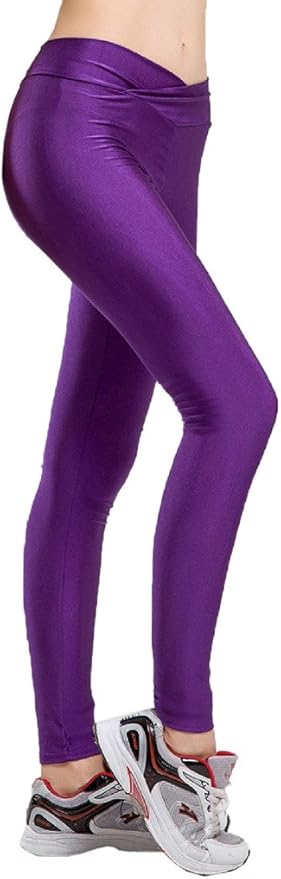 Amazon ビグッド Bigood 無地 ストレッチパンツ ボトムス レディース スポーツタイツ スキニーレギパン レギンスパンツ ヨガ ランニング フィットネス 紫 Xl タイツ レギンス 通販