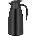 2-Pack 70oz Insulated Coffee Carafes - Stainless Steel Thermos, Keeps Hot 12 Hours/Cold 24 Hours, Push-Button Dispenser (Silver)