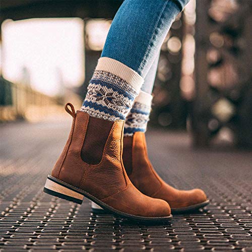 Gonii Pairs Womens Comfy Wool Cotton Socks Vintage Warm and Cozy Knit Crew Socks for All Seasons Casual Socks (1pair-Tan+Green, Shoe Size 9-12)