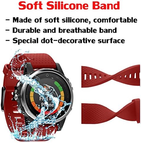 HPFmaily Soft Silicone Watchband with Black Stainless Steel Buckle Watch Strap Quick Release Width 20mm Top Watch bands For Garmin Fenix 5S (Red)