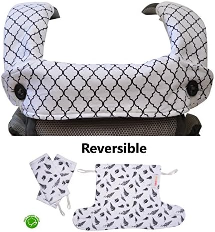 HnyBaby Organic Cotton Drool and Teething Pads With Bib Designed for Ergobaby Four Position 360 Baby Carrier | Reversible Ultra Soft Absorbent 3 Piece Set for Boys and Girls
