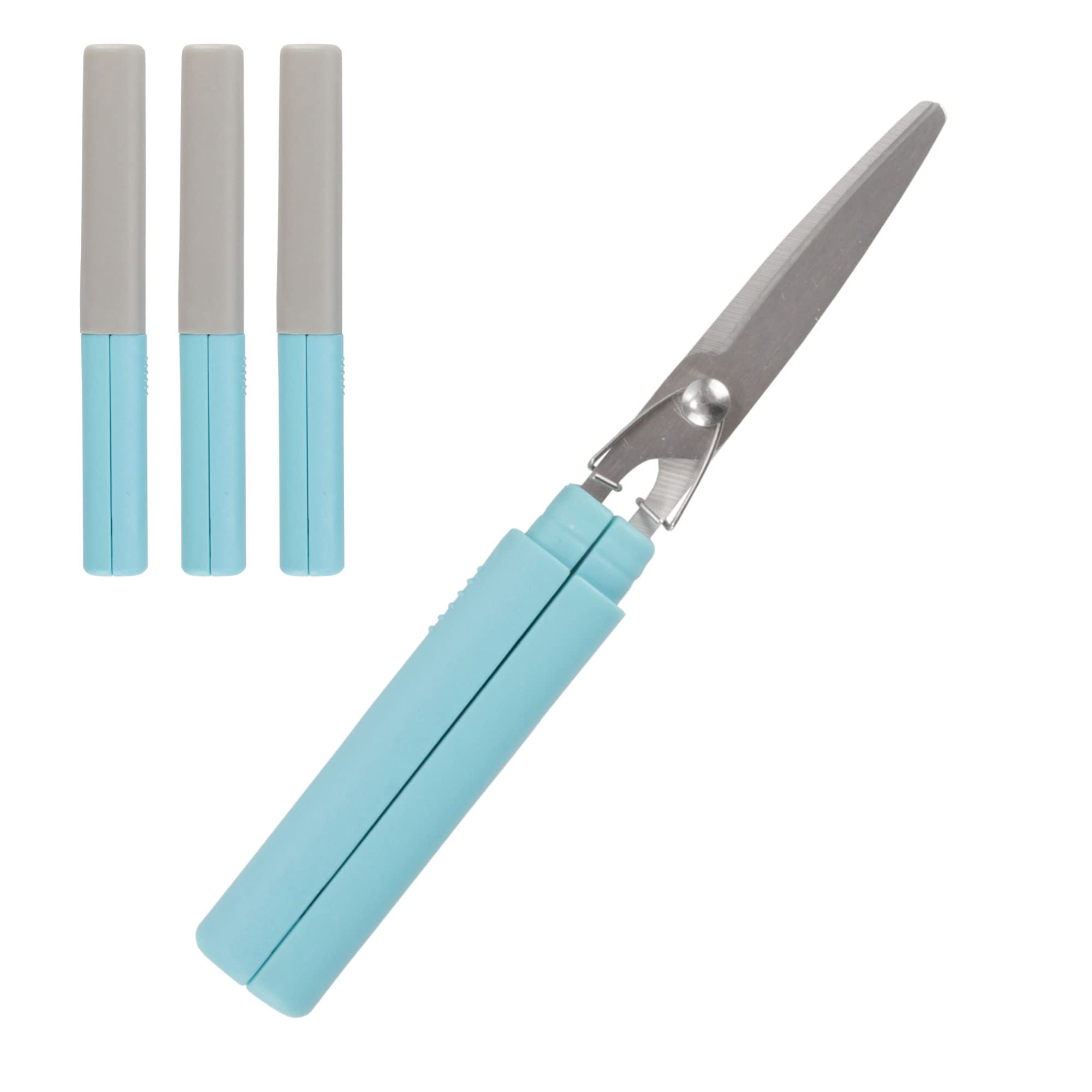 Mini Pen Portable Travel Scissors - Light Blue - 3 Pairs