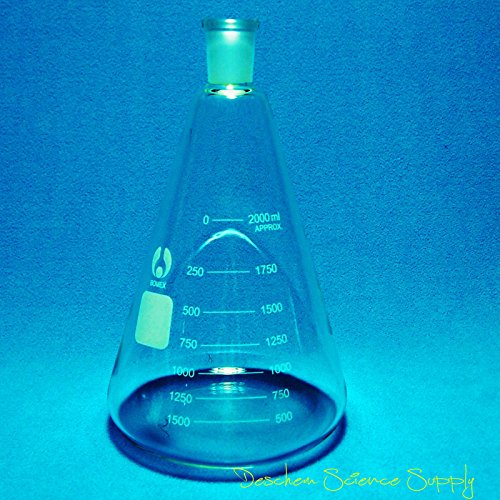 Deschem 2000ml,24/40,Glass Erlenmeyer Flask,2 Litre,Conical Flasks,Laboratory Glassware