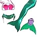 Kids Girls Sparkle Mermaid Tail with Monofin Swimmable Swimwear (110 (3-5Y), Green)