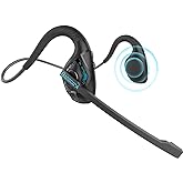 BANIGIPA Bluetooth Headset with Boom Microphone, Open Ear Headphones w/Noise Canceling Mic, Wireless Headset for Phone Laptop PC Computer, Light and Comfortable for Office Meeting Home Working-10 Hrs