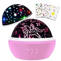 HONGKIDS Baby Star Night Light Projector for Kids,Night Light for Girls,Unicorn and Star Moon Light Projector,Chirstmas Gifts for Girls,Gifts for Women or Girls-Pink