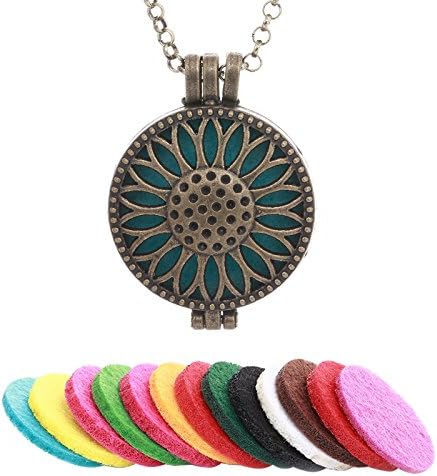 Ladies Exquisite Vintage Heart Shape Pendant Necklace Earrings Bracelet Bangle with Aromatherapy Oil Diffuser Floating Locket Pendant Sterling, Silver Bronze