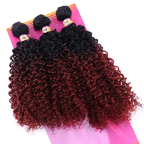 Synthetic-Weave-3-Bundles-Kinky-Curly-16-18-20-Inches-Mixed-2-Tone-Ombre-High-Temperature-Heat-Resistant-FiberT199j
