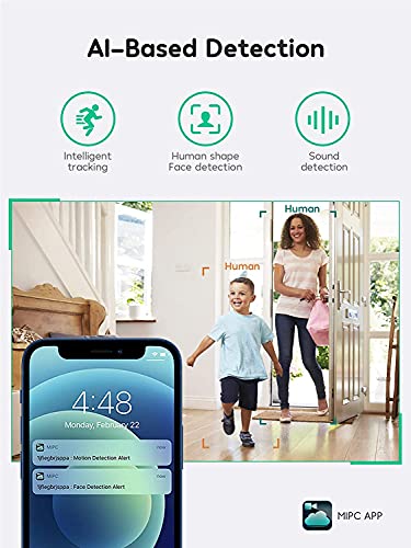 Winees Baby Kamera, 1080P WLAN Überwachungskamera Innen ip Haustier Kamera mit Zwei-Wege-Audio und Nachtsicht, uberwachungskamera Uterstützt Bewegungserkennung, App Kontrolle mit Alexa, Google Home