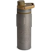 GRAYL UltraPress Titanium 16.9 oz Water Purifier & Filter Bottle for Hiking, Backpacking, Survival, Bushcraft, Travel (Coyote Brown)