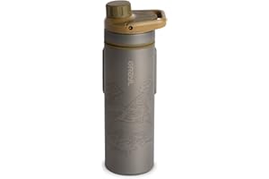 GRAYL UltraPress Titanium 16.9 oz Water Purifier & Filter Bottle for Hiking, Backpacking, Survival, Bushcraft, Travel (Coyote Brown)