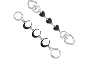 Anbys Silver Bag Extender Chain Purse Extender Chain Purse Strap Extender Bag Chain Charms(Black Heart/Moon)