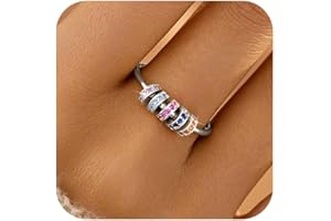 LOVECOM S925 Sterling Silver Fidget Anti Anxiety Rings With Cubic Zirconia Beads Spinner Ring for Women 14k Gold Plated Stress Relief Spinning Ring Jewelry Christmas Gifts for Mom to Daughter