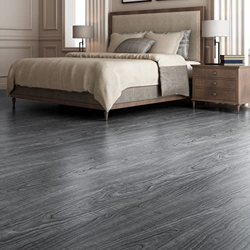 Art3d Peel and Stick Floor Tile Vinyl Wood Plank 18 Sq.Ft, Deep Gray