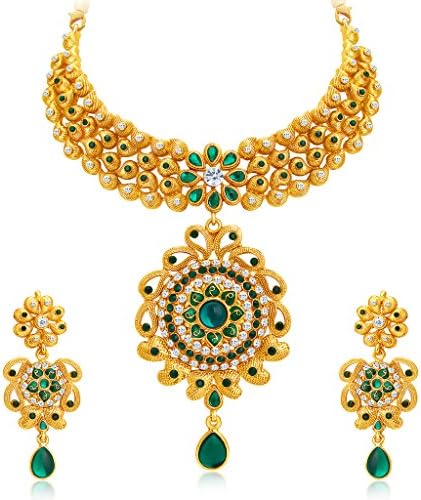 Indian Necklace Jewelry Set Bollywood Fashion Bridal Glorious Gold AD Choker For Women
