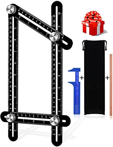 Angle Measurement Tool, VPOW Premium Full Aluminum Alloy Angularizer Ruler Metal the Buzz Digger Multi Functional Template Tool for Measuring Angles Builders Woodworkers Carpenters DIYers