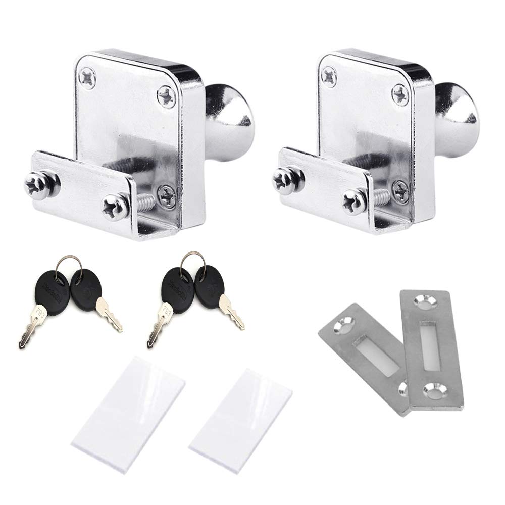 N-A 1 Cylinder Lock for Cabinet Drawer, Silver, Set of 2 Pieces