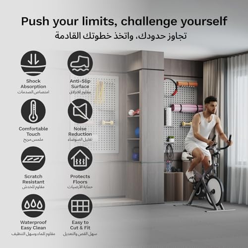AIRHOP 1.2 cm Exercise Equipment & Puzzle Mats, 4.32 m², 12 Tiles Interlocking EVA Foam Mats for Home Gym, Workout, Protective Flooring, Shock Absorption, Playroom, 60 x 60 cm, Grey