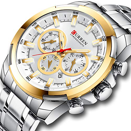 Curren 8361 - Reloj de pulsera para hombre, con visualización de fecha, acero analógico, color plateado - Imagen 2