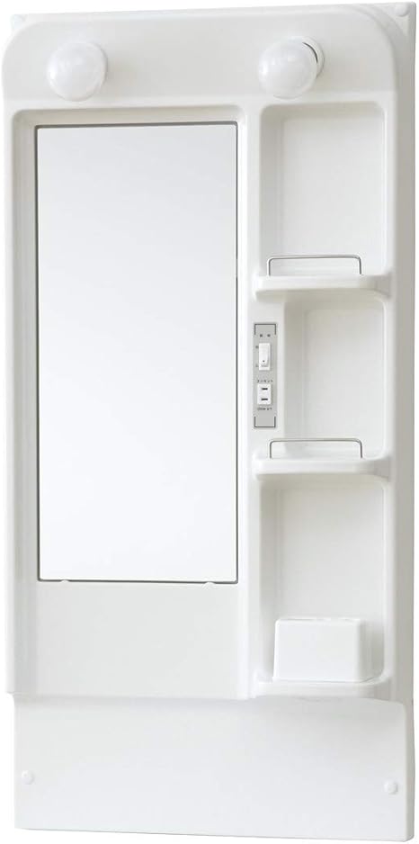 Amazon 在庫有 アサヒ衛陶 洗面台用ミラー 一面鏡 収納棚付き 白熱球 M501fk 間口500mm 50cm 洗面台