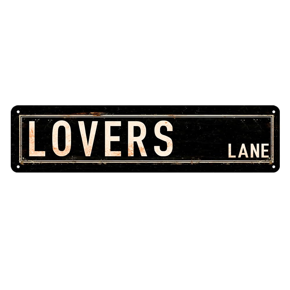 Photo 1 of Lovers Lane Street Sign Vintage Poster for Room Decor Aesthetic Grunge Wall Art Downtown Girl Posters Retro Street Metal Tin Signs for Bedroom Coquette Wall Decor 4x16 Inch