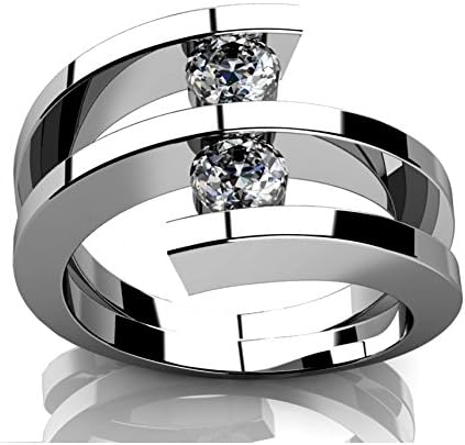 Madina Jewelry 0.60 ct Two Round Cut Diamonds Anniversary Ring in Platinum