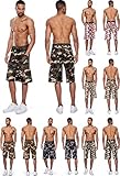 Enimay Men's Colored Camouflage 6 Pocket Cargo Shorts Fitted Summer Bottoms