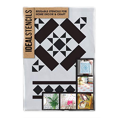 Victorian Floor Tile Stencil | Border & Pattern Stencil for Painting Floors, Walls & Surfaces | Reusable Plastic