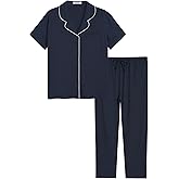 Latuza Women's Petite Length Pajama Set Short Sleeve Cotton Sleepwear