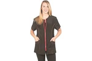 Ladybird Line Fashionable Red Zipper Pet Grooming Smock Ideal for Pet Groomers and Hair Stylist – Black, X-Large