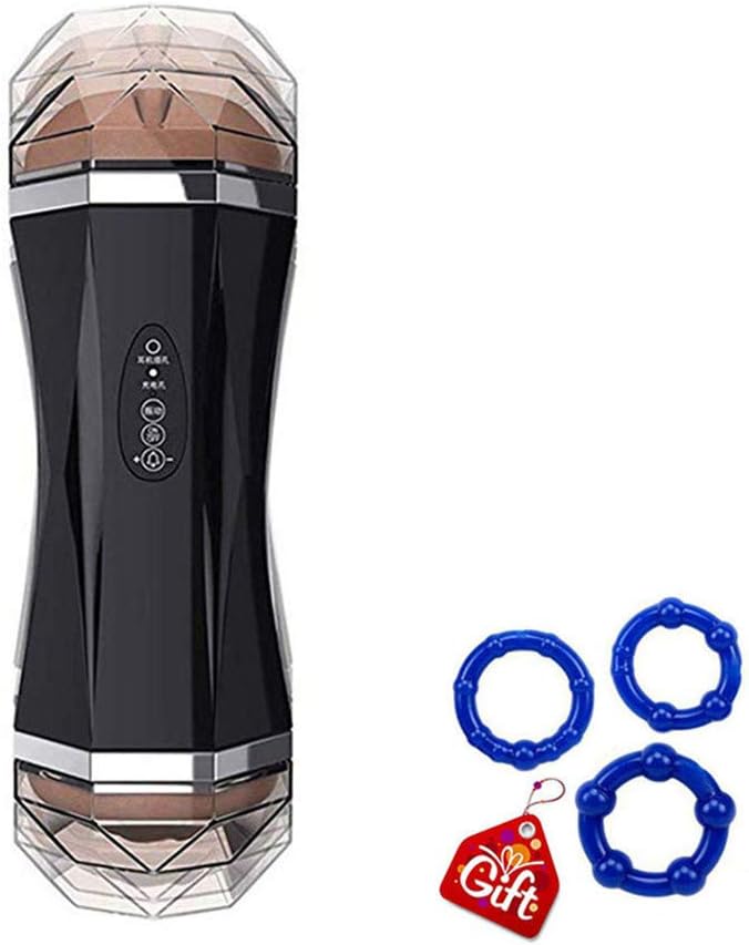 Double Head 2 in 1 Men's Luxury Sucking 3D Hands-Free Toy Safe 8 Speed Automatic Sucking Realistic Sound, The Most Realistic Experience Black