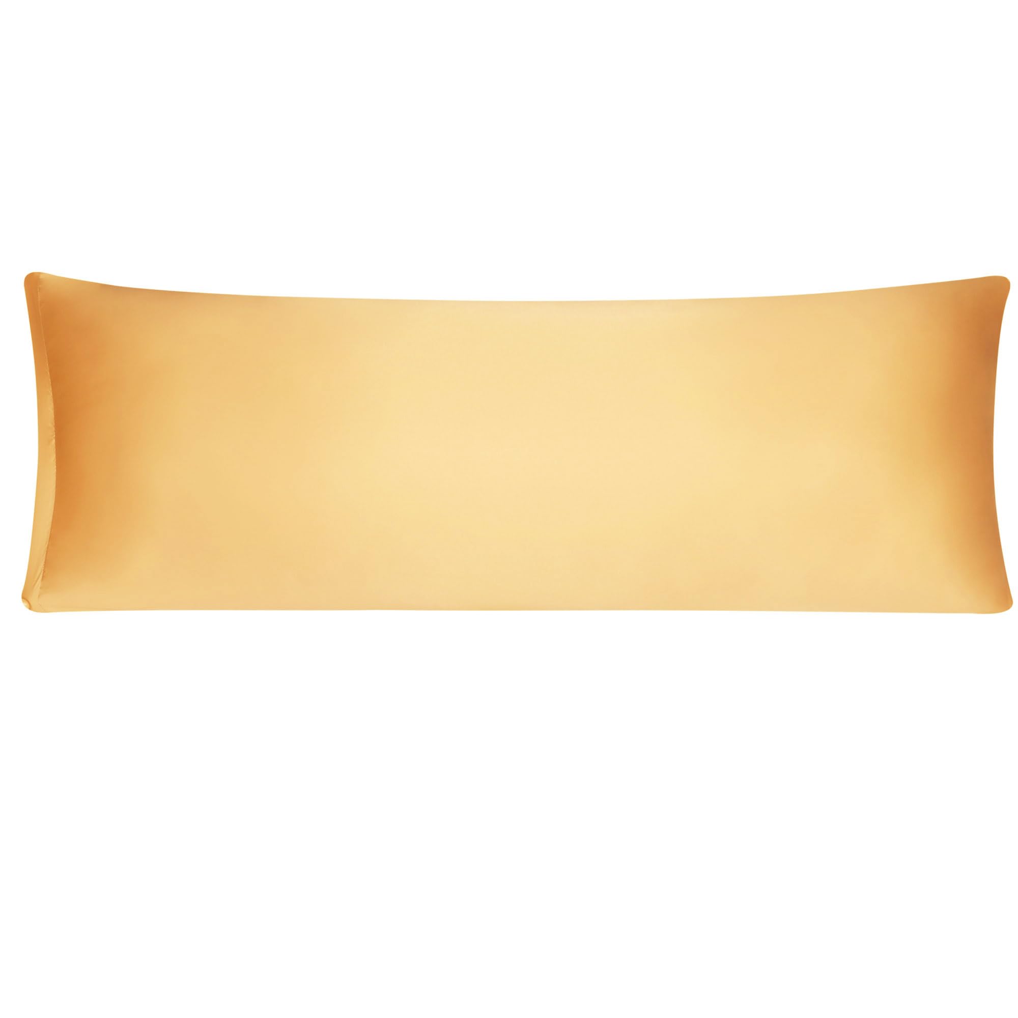 sourcing map Champagne Bolster Pillow Cases, Silky Satin Body Pillow Cover with Zipper, Long Body Pillowcase for Hair and Skin, 21x60