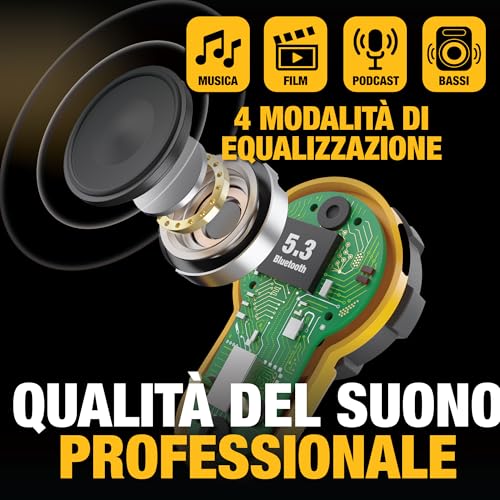 DEWALT - Jobsite Pro X2 ANC Fully Wireless Bluetooth Earbuds, Work Earbuds with Noise Reduction up to 38dB, Rotation Controls, 10 Hours Runtime (More than 40 with the