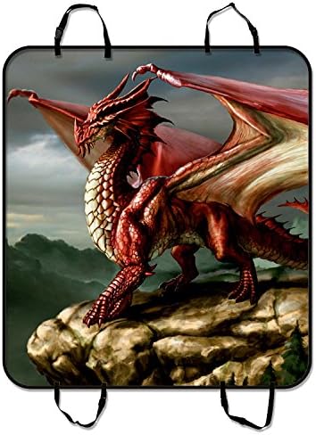 Custom Sea Dragons And Fire Dragons Art Pet Seat Cover Car Seat Cover for Pets Cargo Mats and Hammocks for Cars Trucks and SUVs 54x60 inches