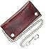 RFID Blocking Men's Tri-fold Vintage Long Style Cowhide Top Grain Leather with Steel Chain card holder Wallet,Snap closure, Made In USA,G-ab339,Antique-brown