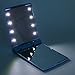 LED Lighted Travel Makeup Mirror, 8 Light Portable Hand Held Folding Vanity Mirror, Small Purse Double-sided Mirror Illuminated Cosmetic Mirror, Blue