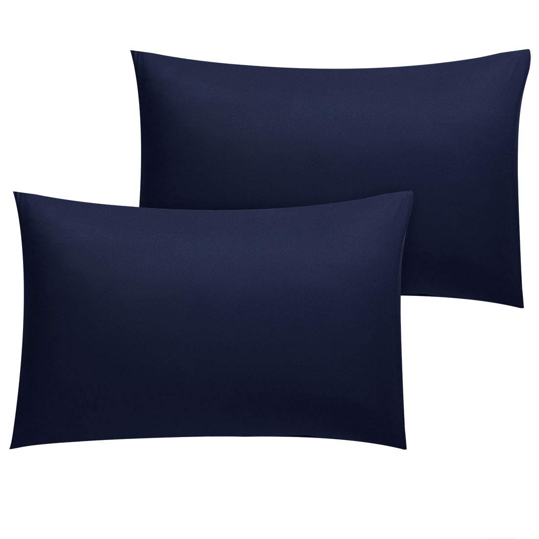 PiccoCasa Soft Set of 2 Pillow Cases Double Brushed Microfiber Pillowcases - Envelope Closure - Wrinkle, Fade, King, Navy
